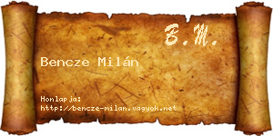 Bencze Milán névjegykártya