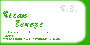 milan bencze business card